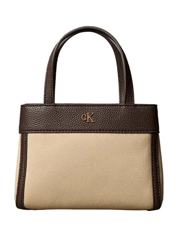Calvin Klein Canvas Mini Tote Crossbody KAHVE