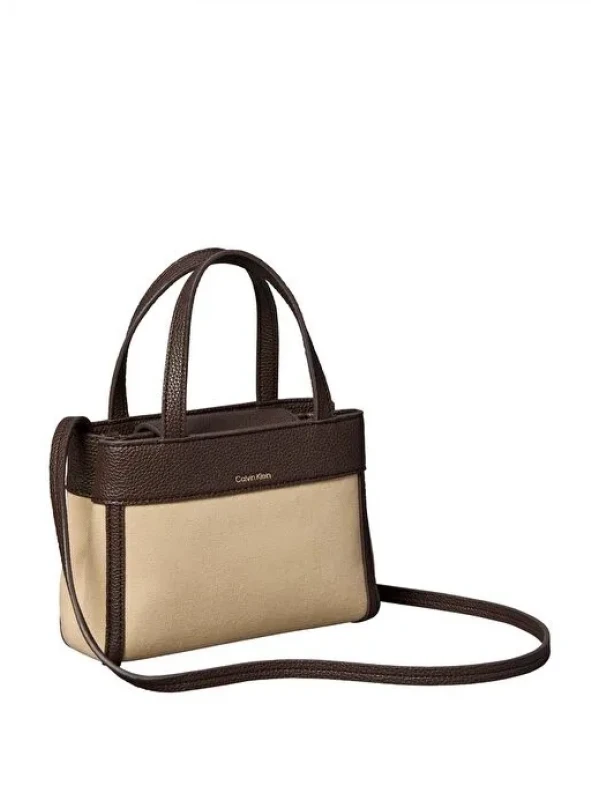 Calvin Klein Canvas Mini Tote Crossbody KAHVE