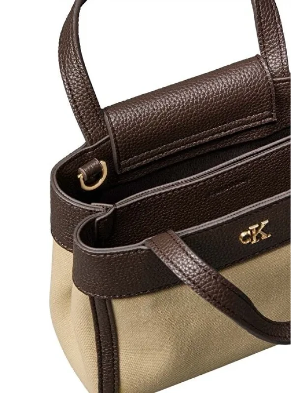 Calvin Klein Canvas Mini Tote Crossbody KAHVE