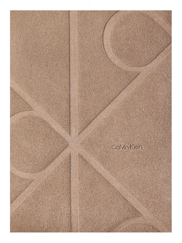 Calvin Klein Emblem Aop Suede Small Tote VİZON