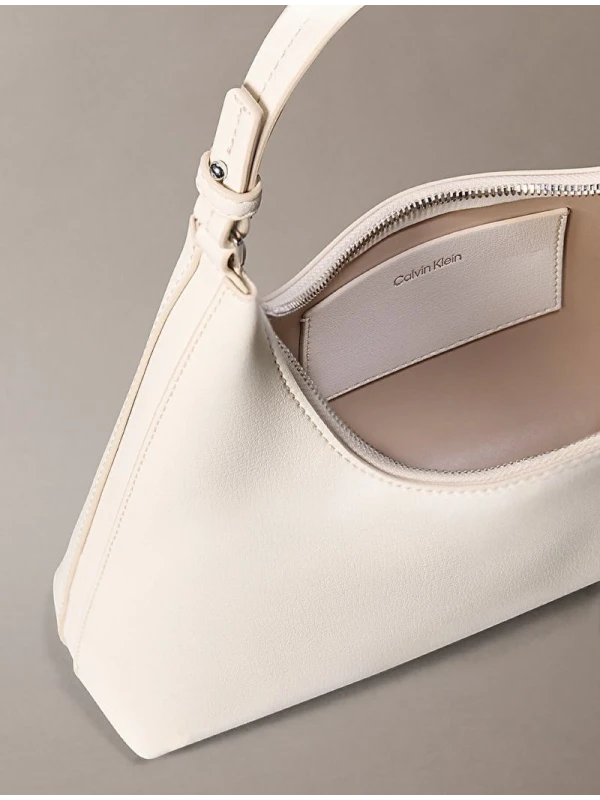 Calvin Klein Foil Logo Shoulder Bag BEYAZ