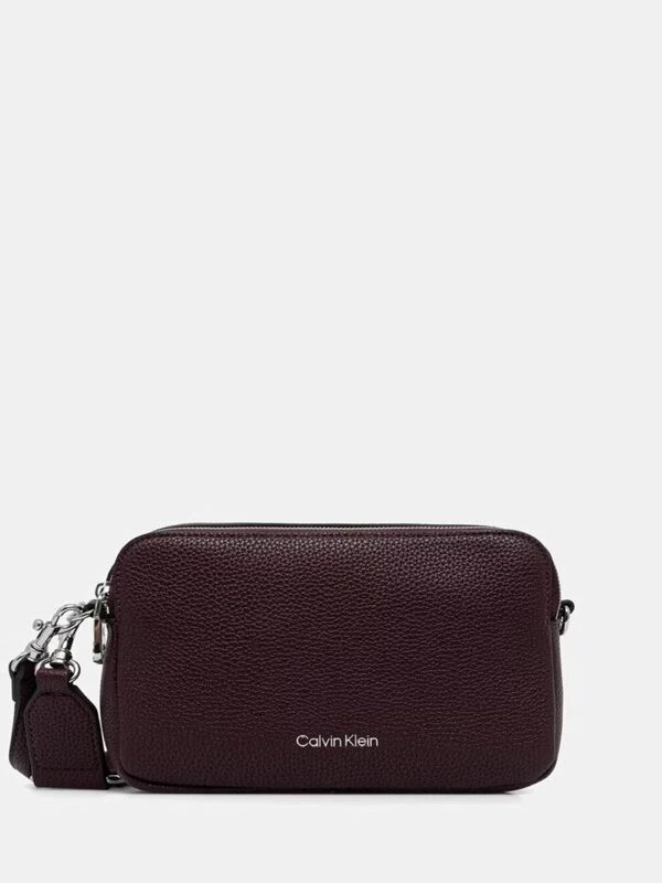 Calvin Klein Monogram Baskılı Dokulu Çanta BORDO
