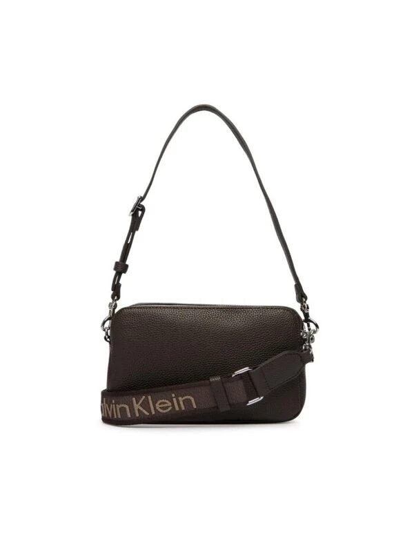 Calvin Klein Monogram Baskılı Dokulu Çanta KAHVE