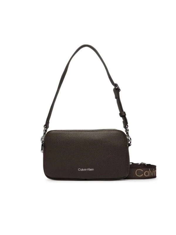 Calvin Klein Monogram Baskılı Dokulu Çanta KAHVE