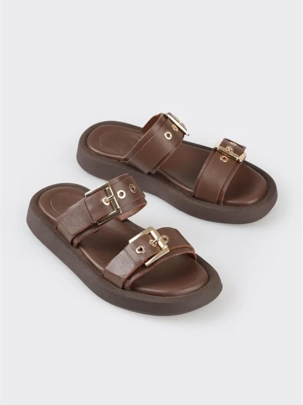 ÇİFT KEMERLİ TERLİK KAHVE