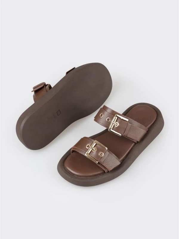 ÇİFT KEMERLİ TERLİK KAHVE