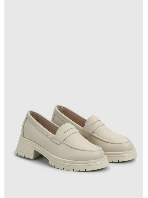 CİLT DERİ KADIN LOAFER BEJ