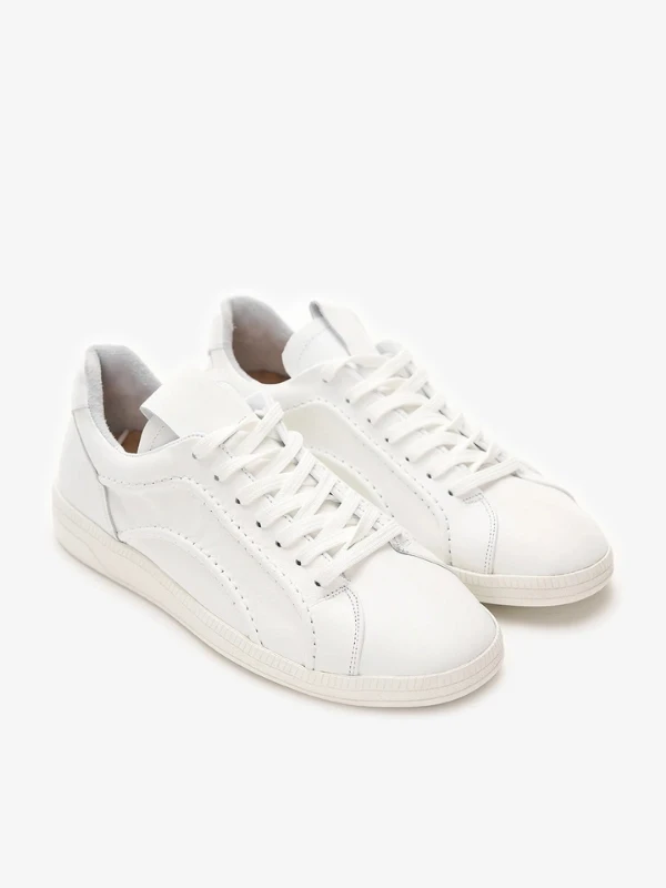 DİKİŞ DETAYLI DERİ SNEAKER BEYAZ