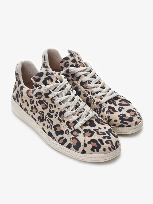 DİKİŞ DETAYLI DERİ SNEAKER LEOPAR