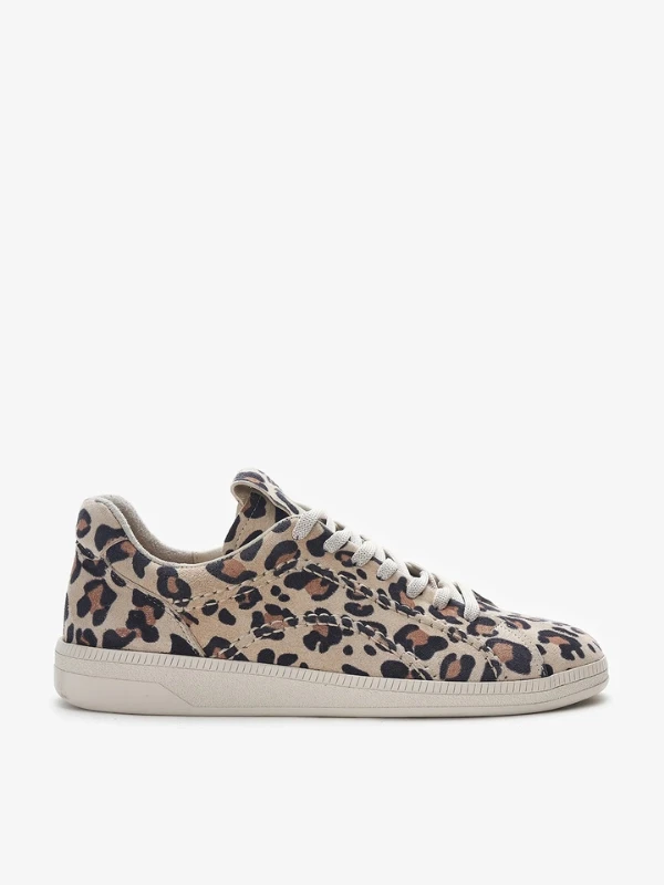 DİKİŞ DETAYLI DERİ SNEAKER LEOPAR