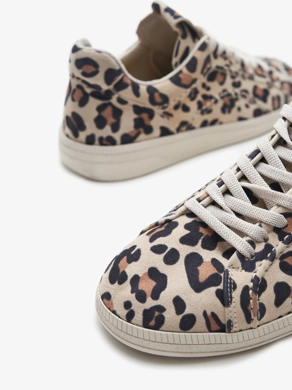 DİKİŞ DETAYLI DERİ SNEAKER LEOPAR