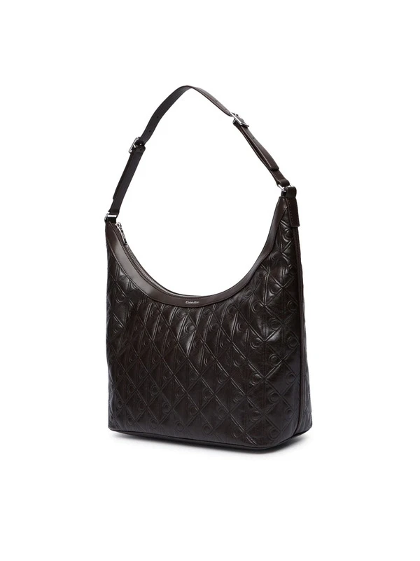 Calvin Klein Emblem Debossed Medıum Shbag KAHVE