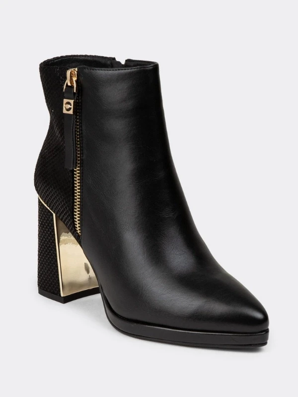 GOLD DETAY TOPUKLU BOT SİYAH