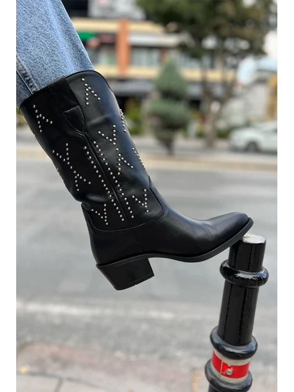 HAKİKİ DERİ WESTERN ÇİZME SİYAH