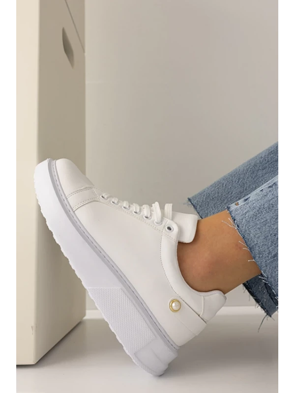 İNCİ DETAYLI SNEAKER BEYAZ