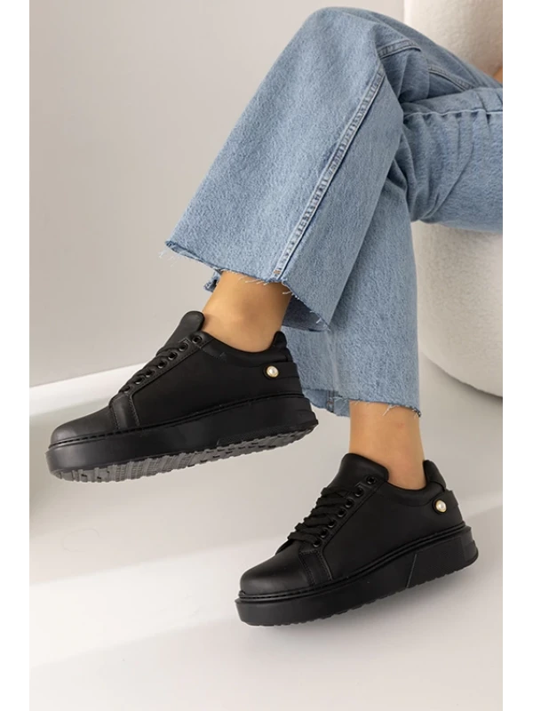 İNCİ DETAYLI SNEAKER SİYAH