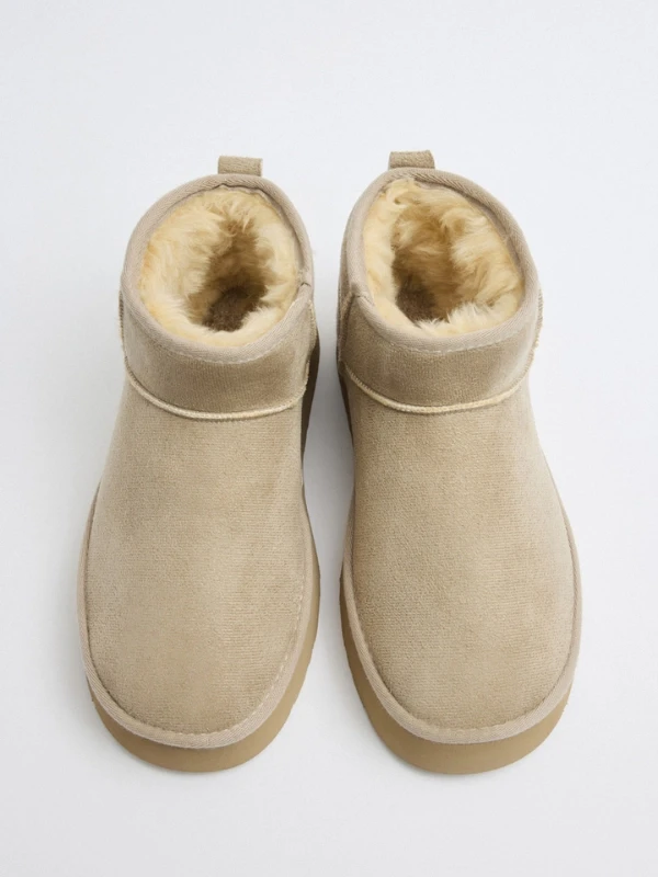 KALIN TABAN DERİ KÜRKLÜ BOT BEJ