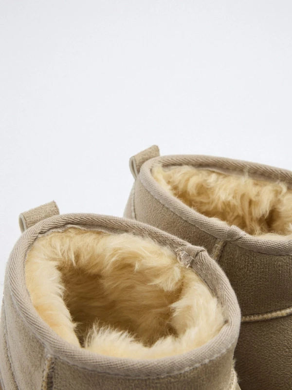 KALIN TABAN DERİ KÜRKLÜ BOT BEJ