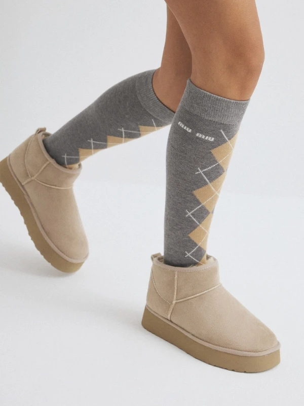 KALIN TABAN DERİ KÜRKLÜ BOT BEJ