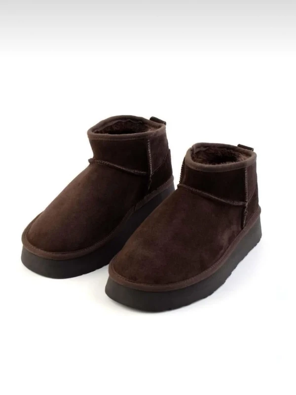 KALIN TABAN DERİ KÜRKLÜ BOT KAHVE