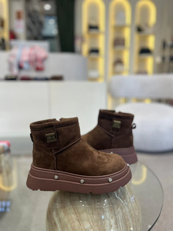 KALIN TABAN KÜRKLÜ SÜET DERİ BOT KAHVE