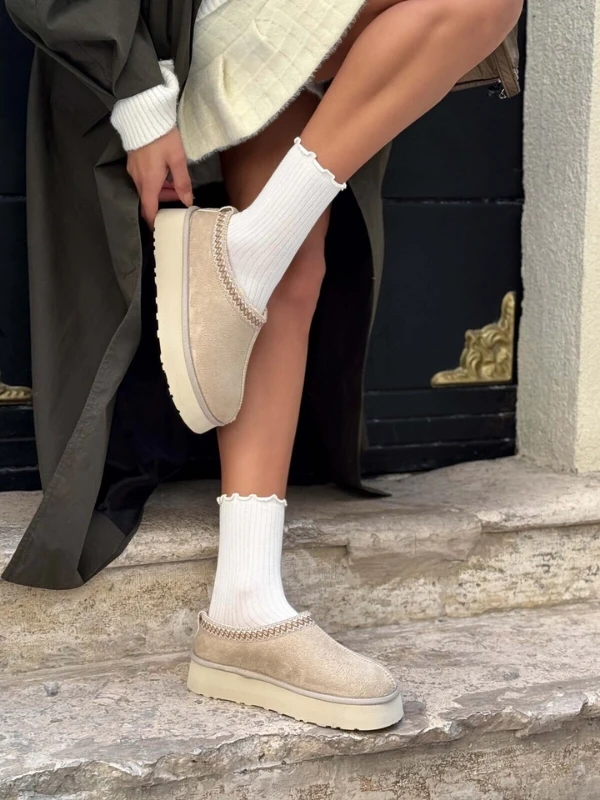 KALIN TABAN KÜRKLÜ TERLİK BEJ