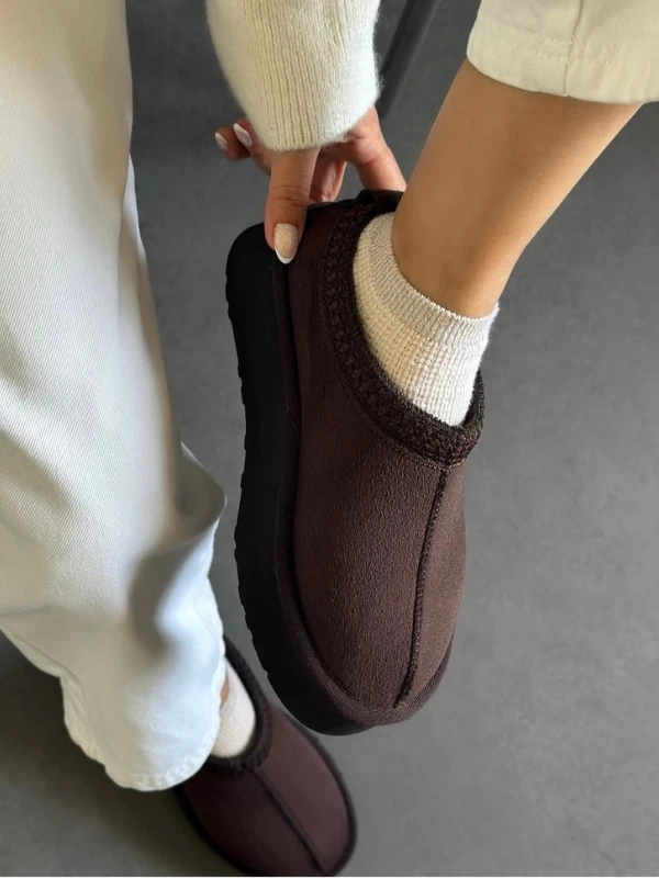 KALIN TABAN KÜRKLÜ TERLİK KAHVE