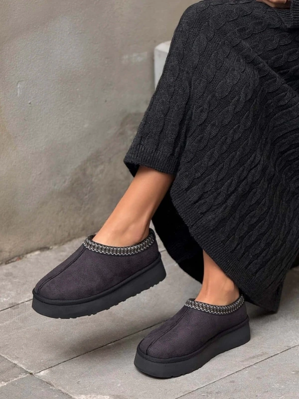 KALIN TABAN KÜRKLÜ TERLİK SİYAH