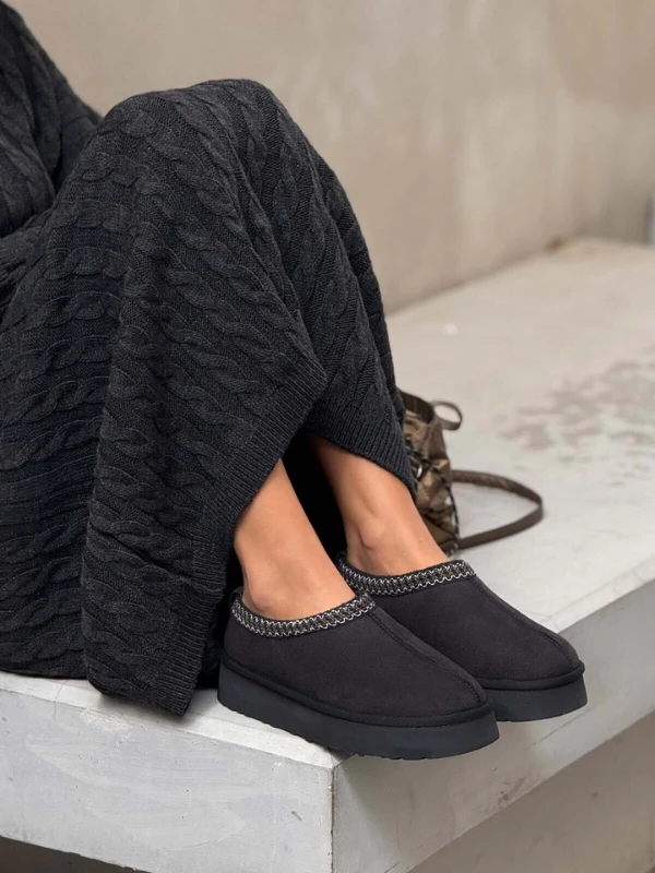 KALIN TABAN KÜRKLÜ TERLİK SİYAH