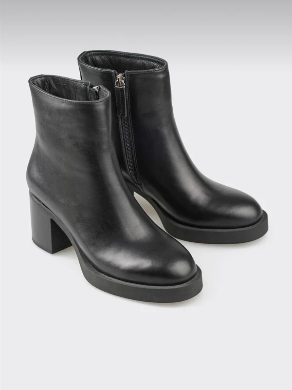 KALIN TOPUKLU DERİ BOT SİYAH