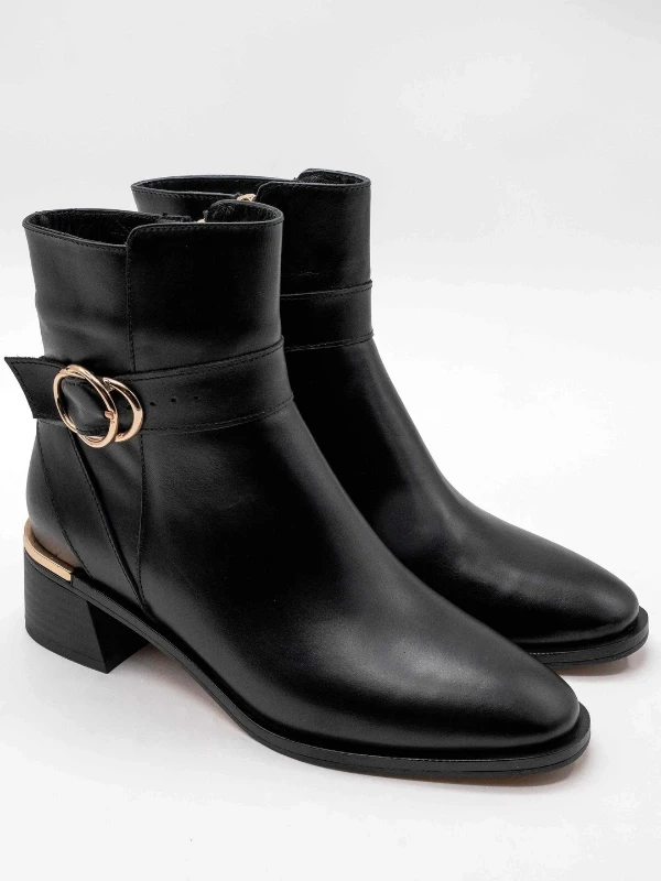 KEMER DETAYLI DERİ BOT SİYAH