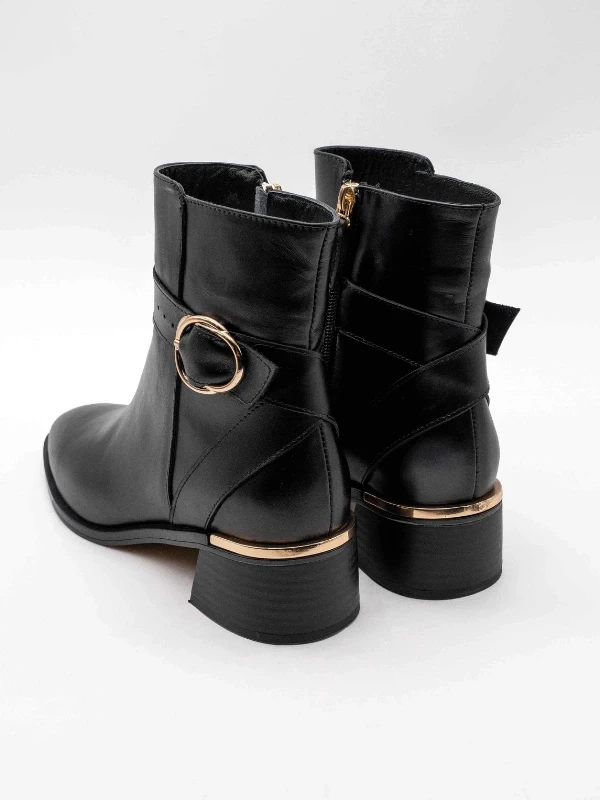 KEMER DETAYLI DERİ BOT SİYAH