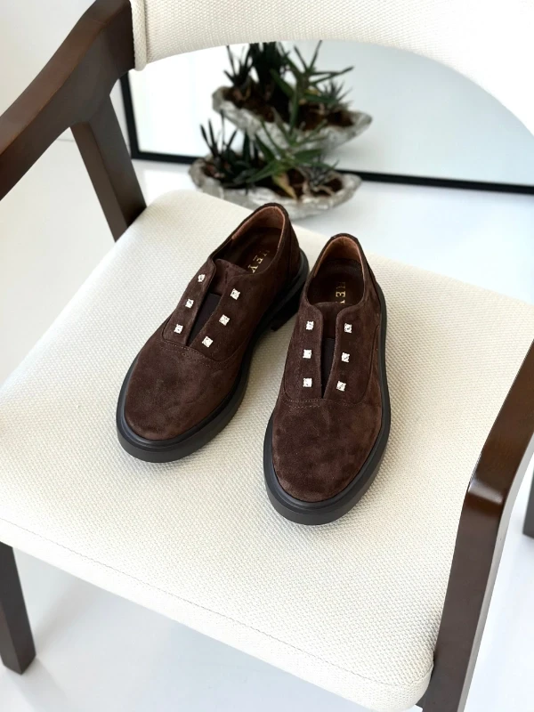 LASTİK DETAY SÜET DERİ LOAFER KAHVE