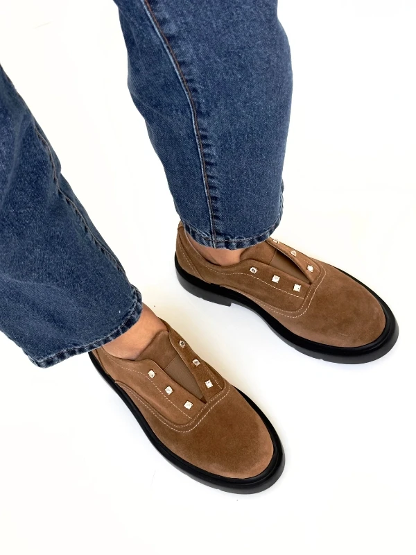 LASTİK DETAY SÜET DERİ LOAFER SİGARO