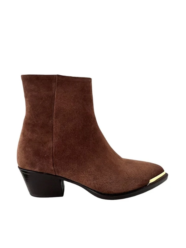 METAL DETAY DERİ BOT KAHVE