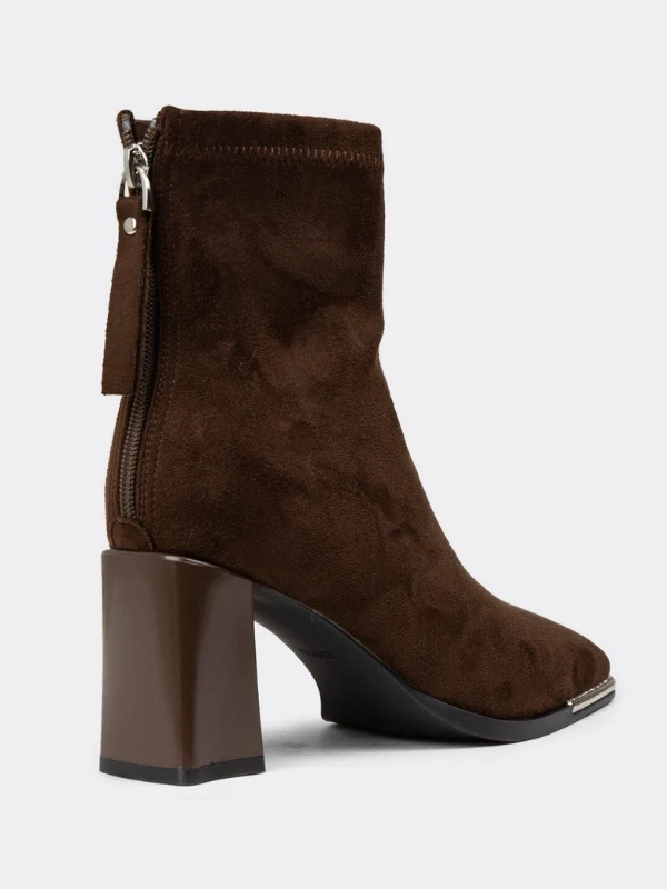 METAL DETAY SÜET DERİ BOT KAHVE