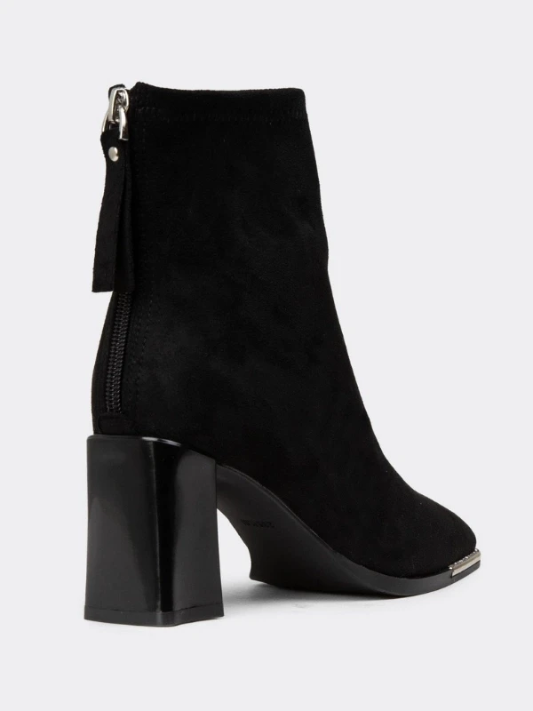 METAL DETAY SÜET DERİ BOT SİYAH