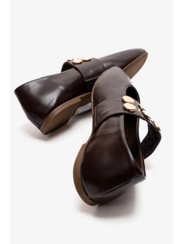 METAL ZIMBA DETAY DERİ BABET KAHVE