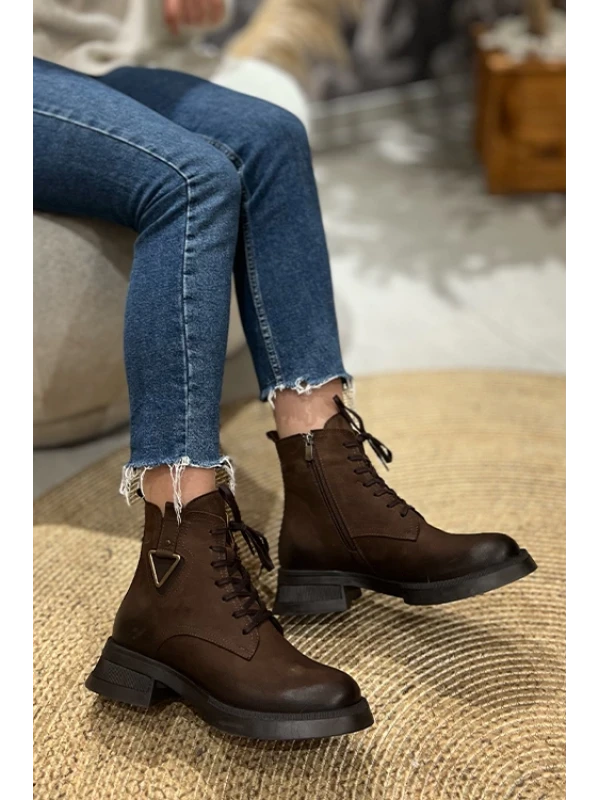 NUBUK DERİ KISA POSTAL  KAHVE