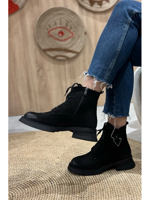 NUBUK DERİ KISA POSTAL  SİYAH