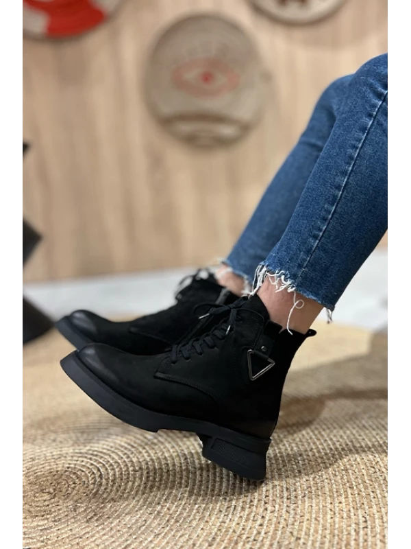 NUBUK DERİ KISA POSTAL  SİYAH