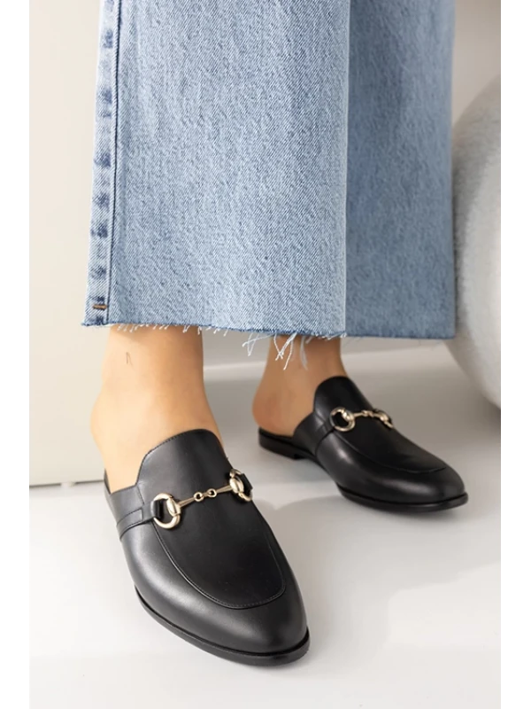 ÖNÜ KAPALI GOLD DETAYLI TERLİK  SİYAH