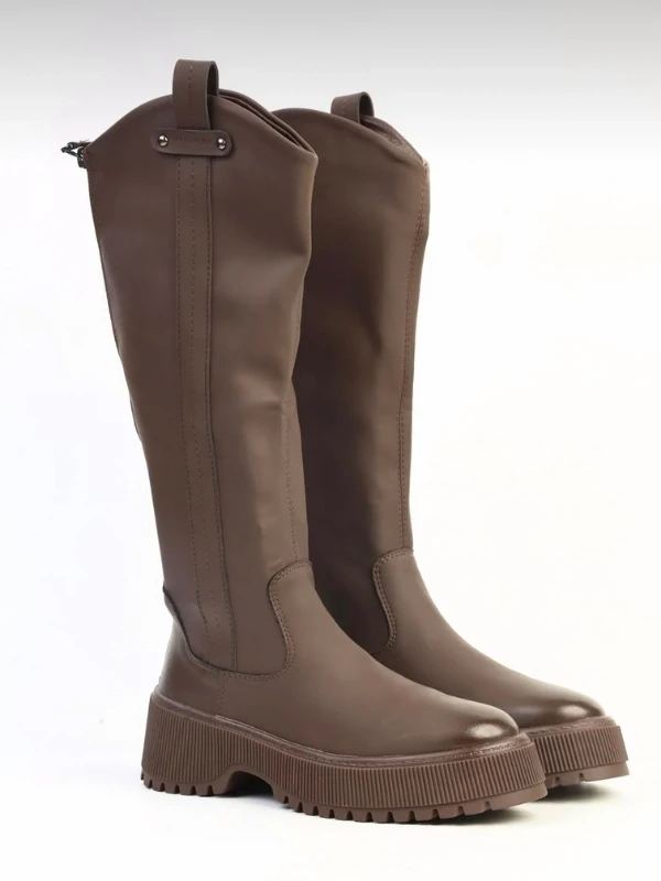 Pierre Cardin KALIN TABAN STREÇ ÇİZME KAHVE