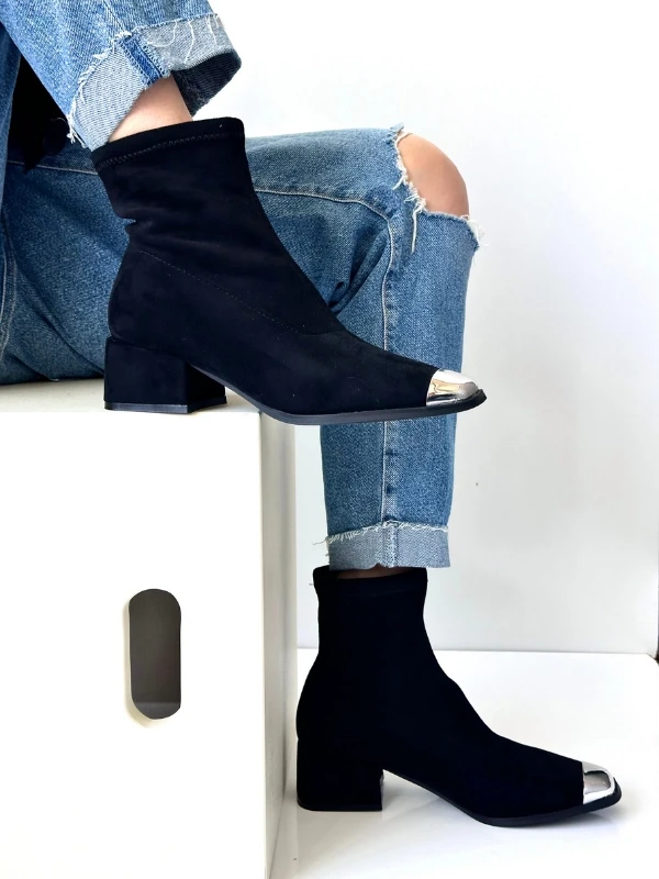 Pierre Cardin METAL DETAY STREÇ BOT SİYAH PC-1197