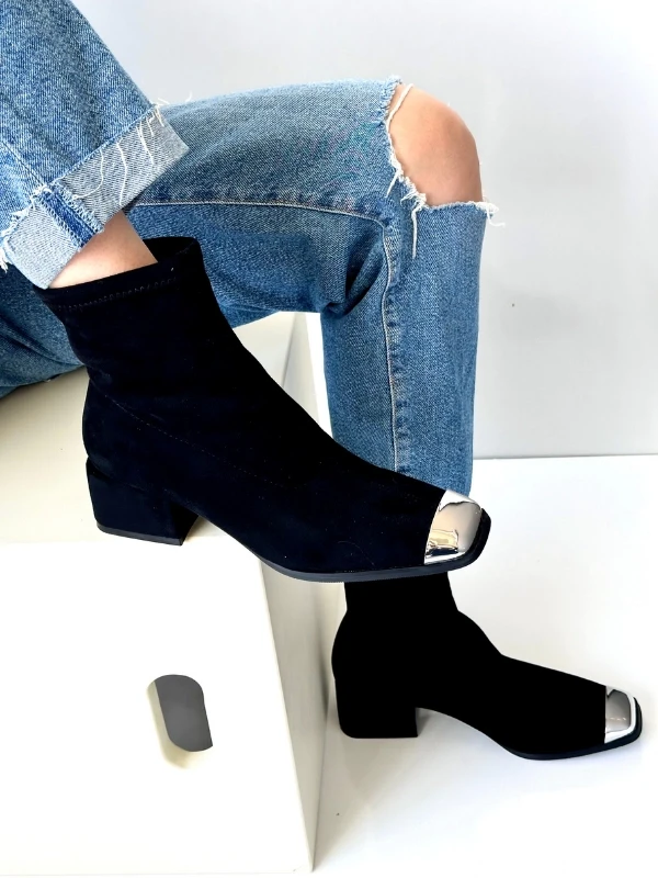 Pierre Cardin METAL DETAY STREÇ BOT SİYAH PC-1197