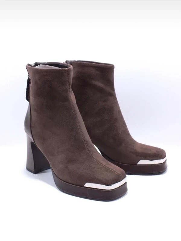 PLATFORM TABAN SÜET DERİ BOT KAHVE