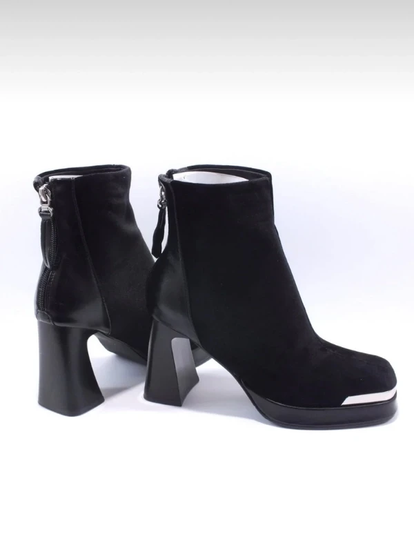 PLATFORM TABAN SÜET DERİ BOT SİYAH