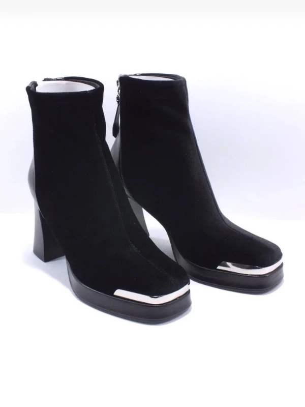 PLATFORM TABAN SÜET DERİ BOT SİYAH