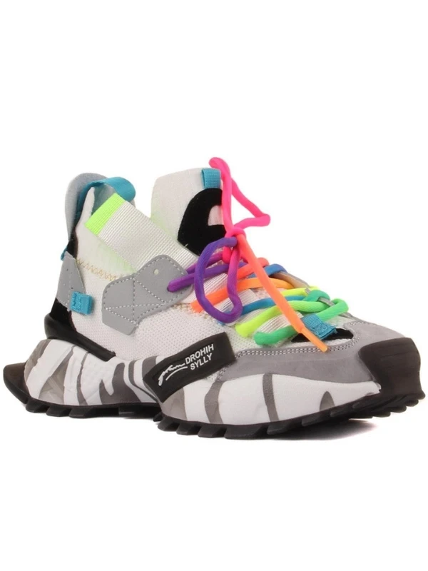 RENKLİ BAĞCIKLI SNEAKER BEYAZ