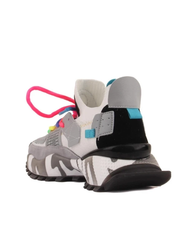 RENKLİ BAĞCIKLI SNEAKER BEYAZ